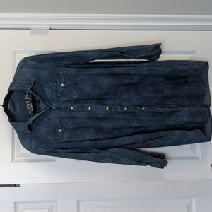 GAP denim floral button down dress